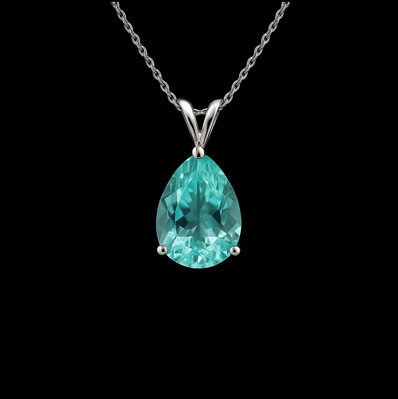 Pear Cut Aquamarine Sterling Silver Necklace