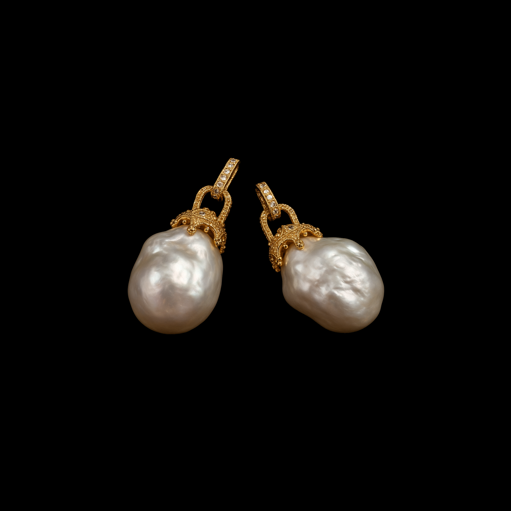 Freshwater Keshi Pearl Gold Earrings