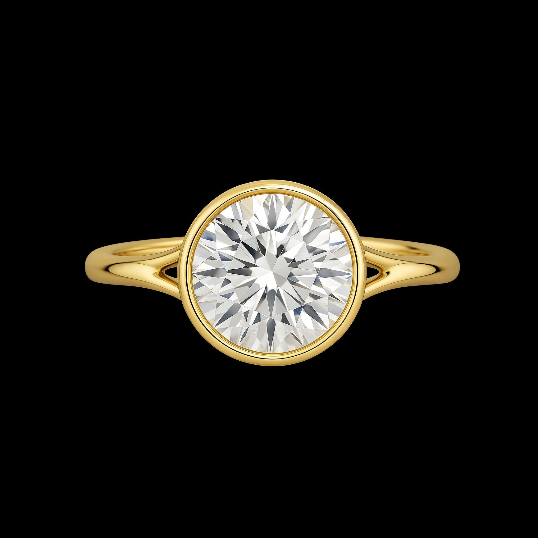 1Ct Round Cut  Moissanite Diamond D VVS1 Solitaire 14K Yellow Gold Engagement Ring