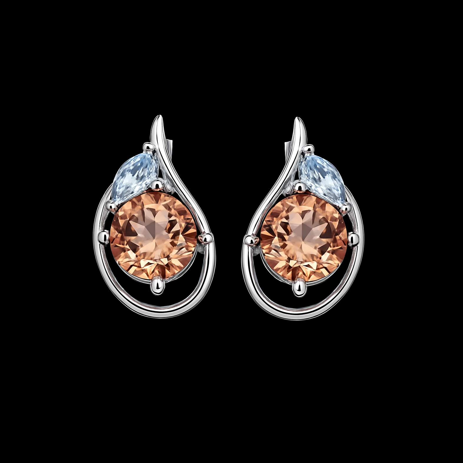 4.6Cts Round Cut Zultanite and Marquise Cut Blue Spinel Sterling Silver Earrings