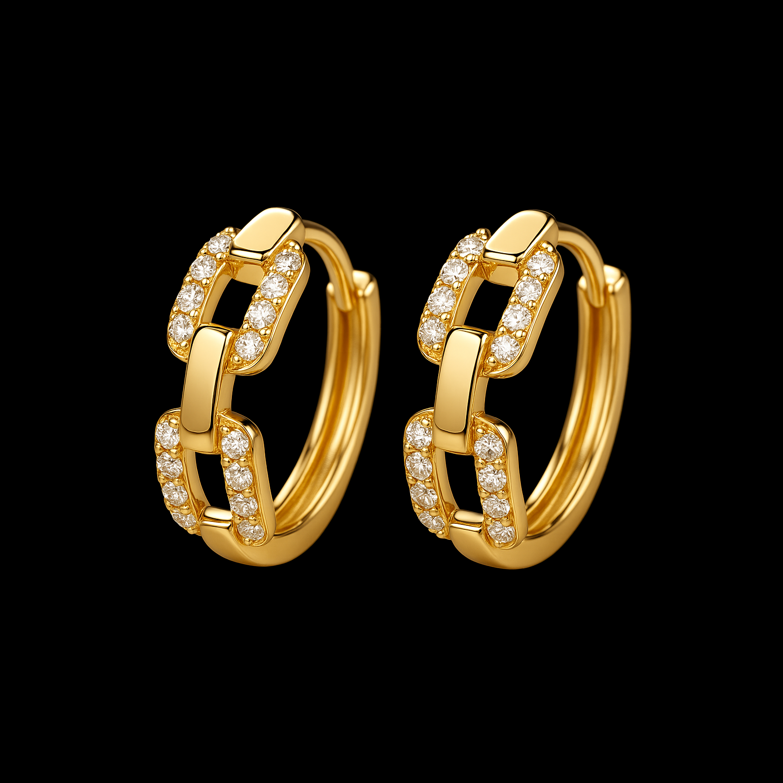 Chain Moissanite Diamond Gold Earrings
