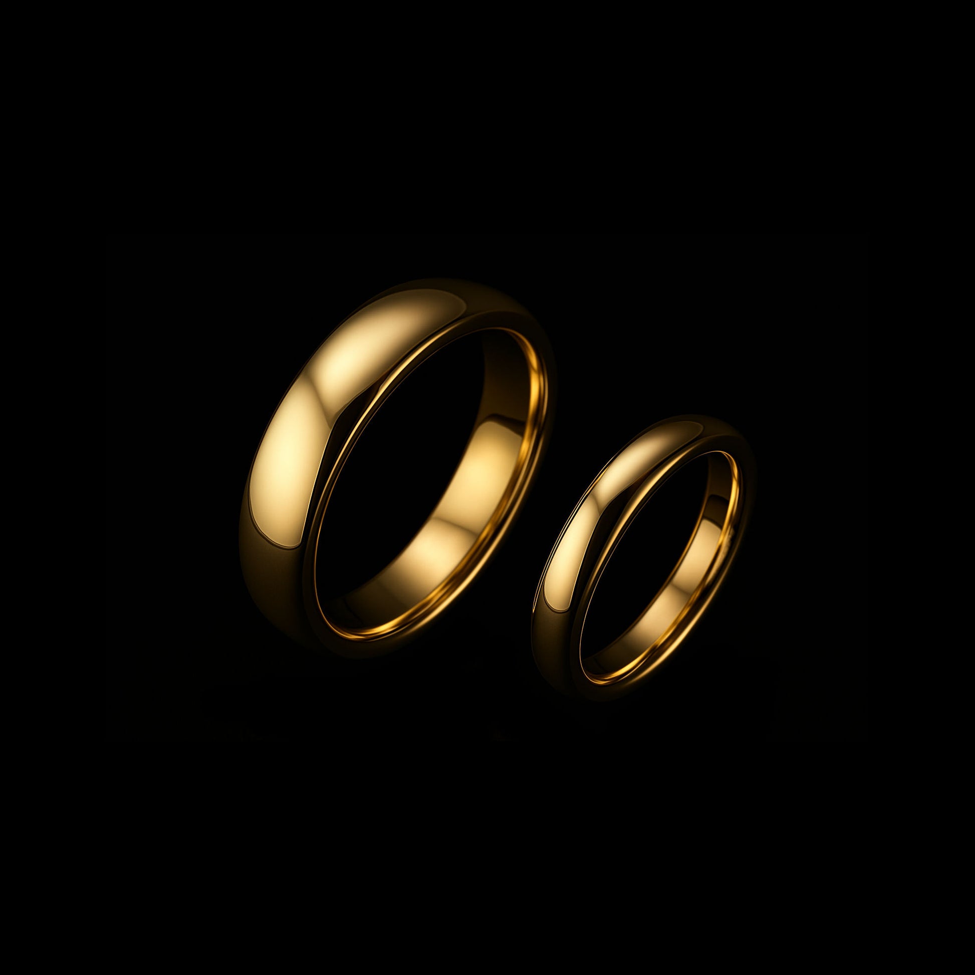 18K Gold Classic Bride and Groom's Wedding Rings
