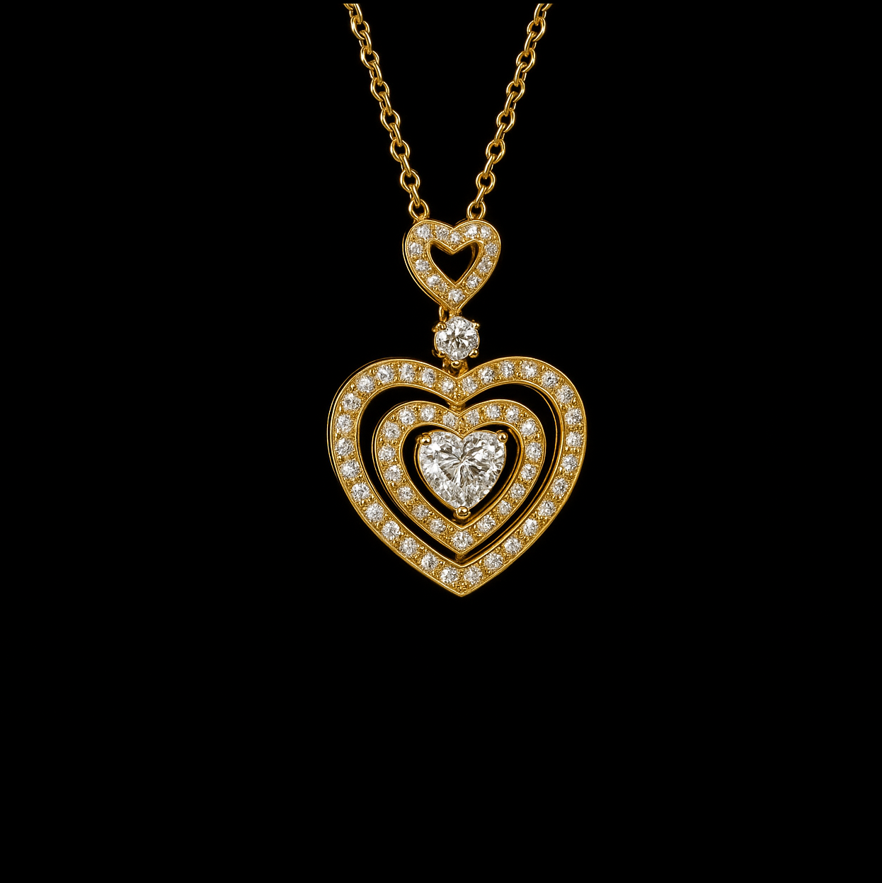 Triple Heart Moissanite Sterling Silver Necklace