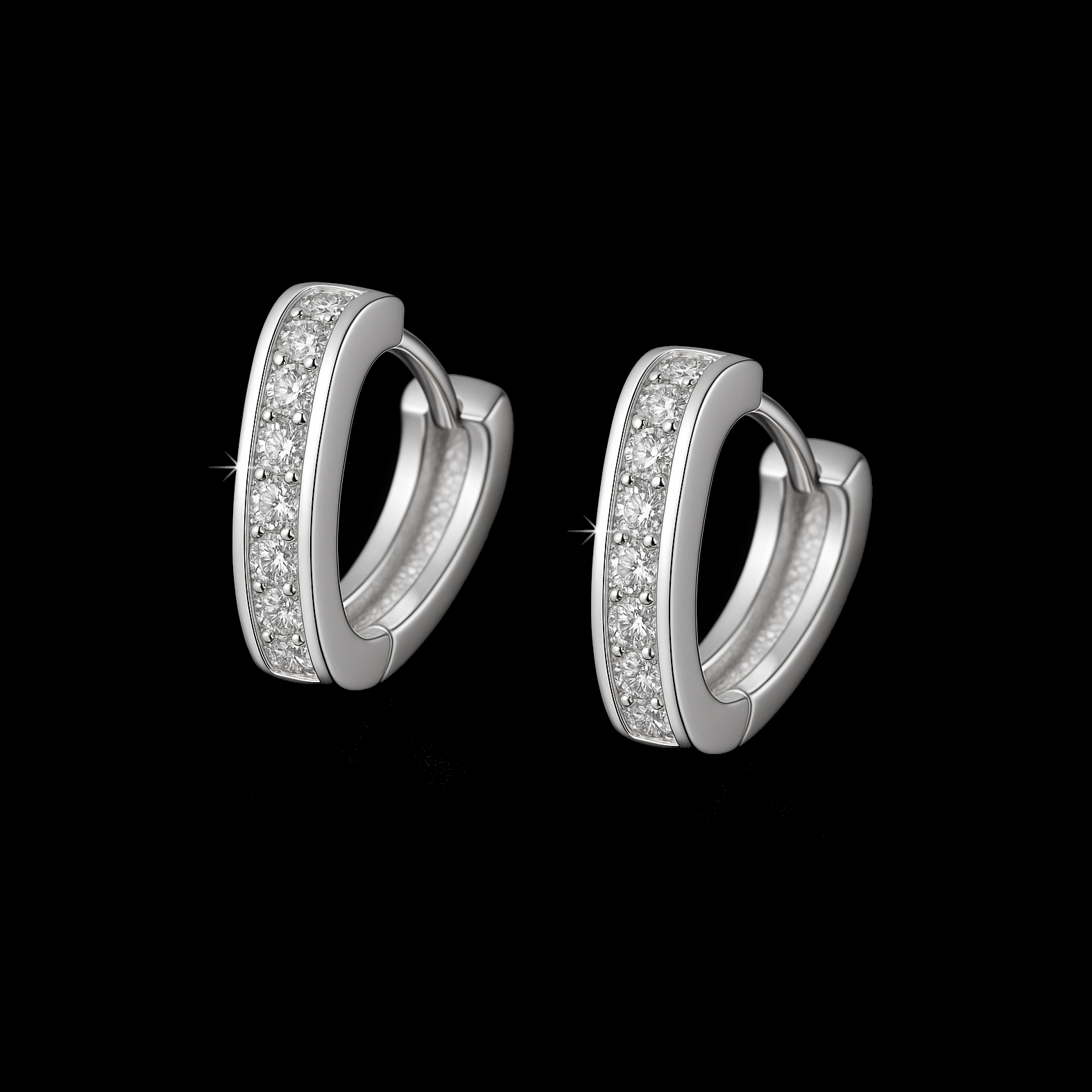 Triangle Moissanite Diamond Pave Sterling Silver Earrings