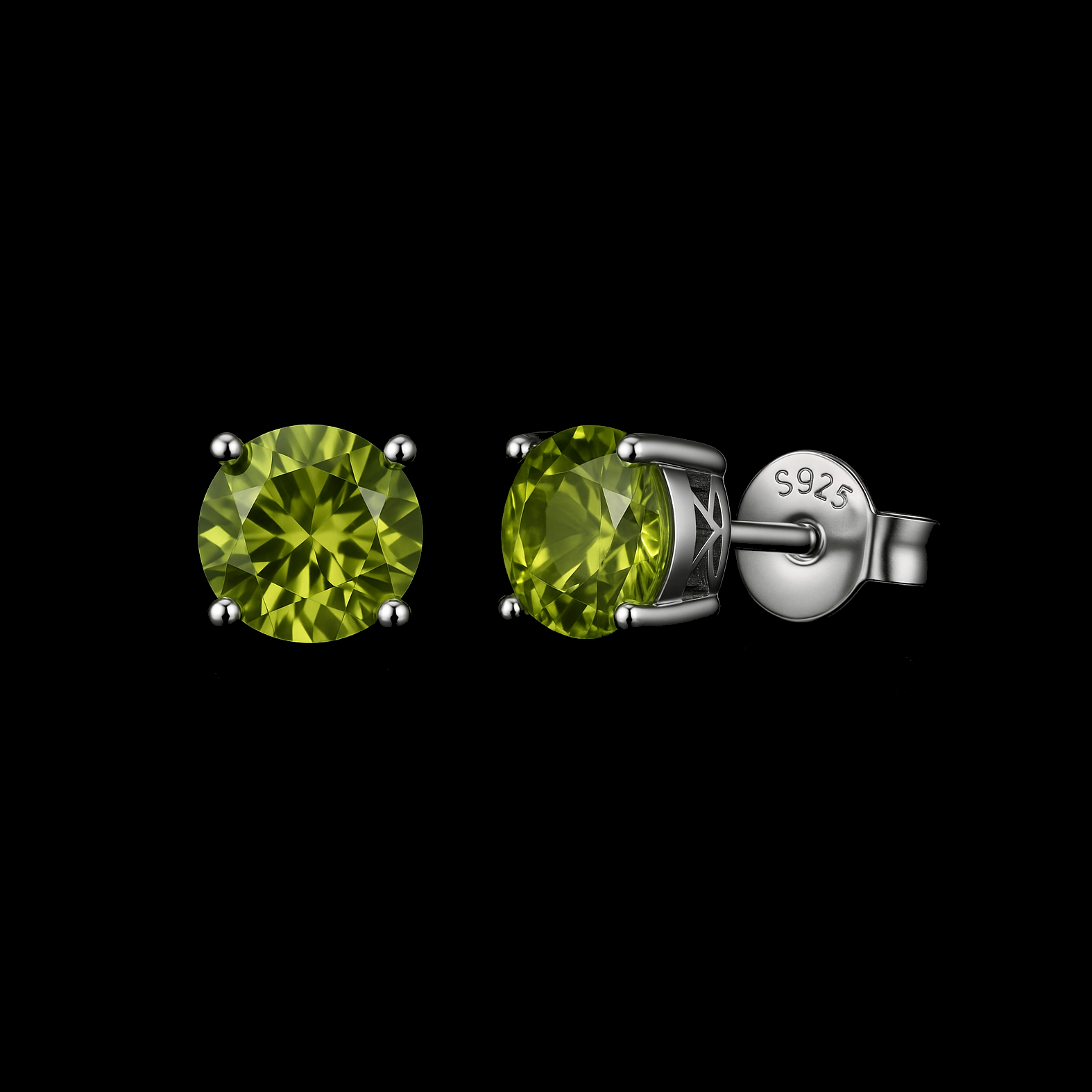 1.95Ct Round Cut Peridot Sterling Silver Stud Earrings