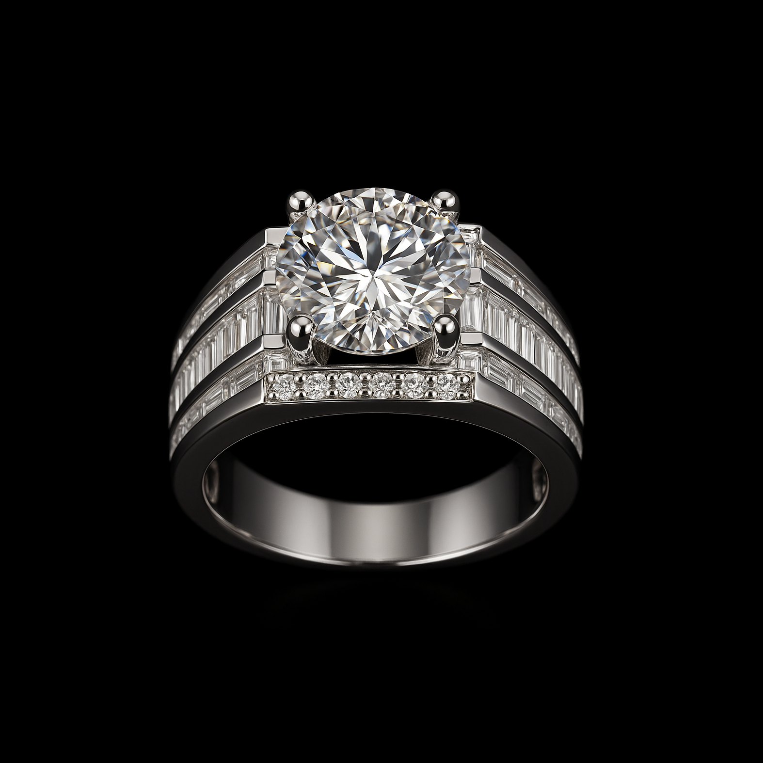 3Ct Moissanite Diamond Sterling Silver Men's Wedding