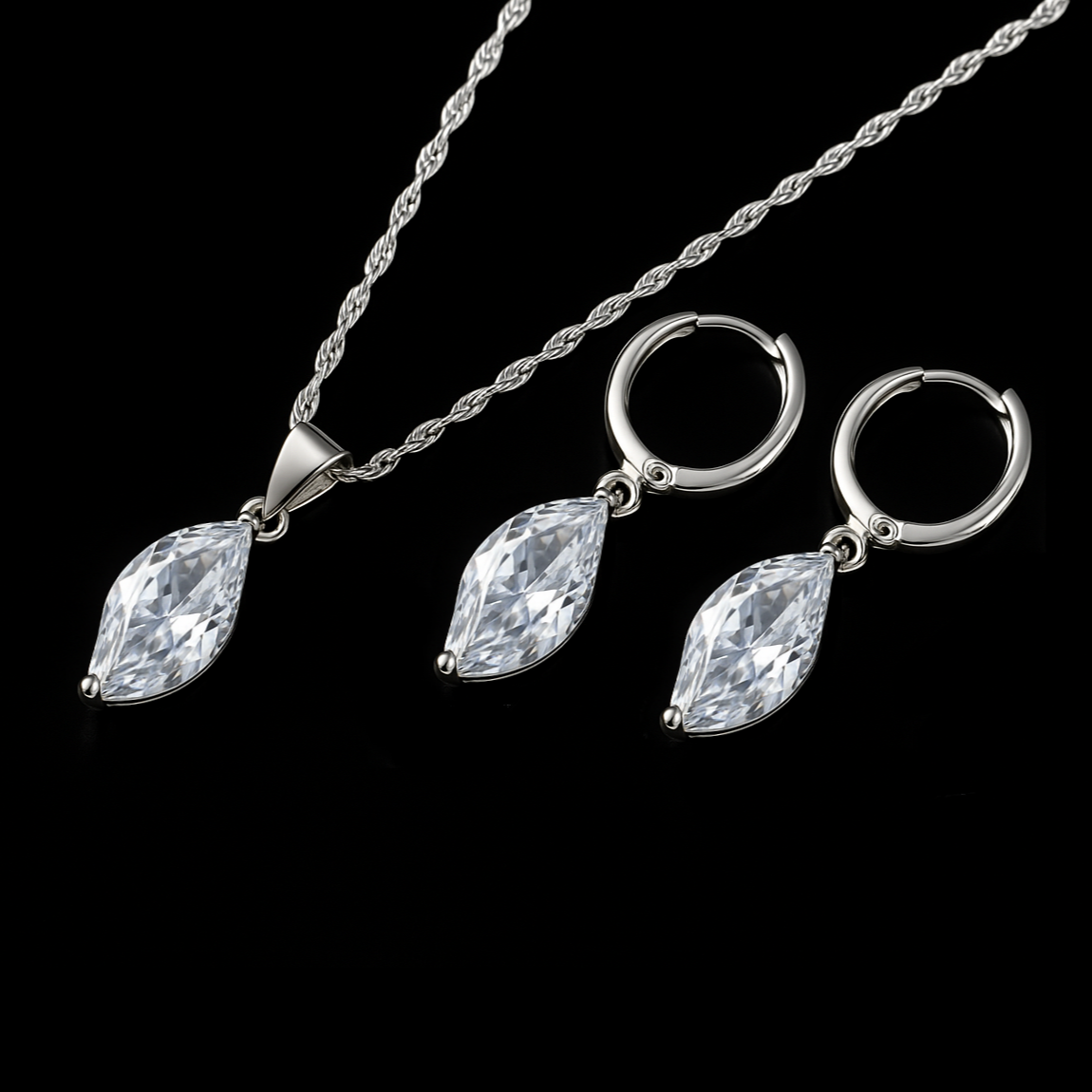 Luxurious Moissanite Set- Earrings and Necklace