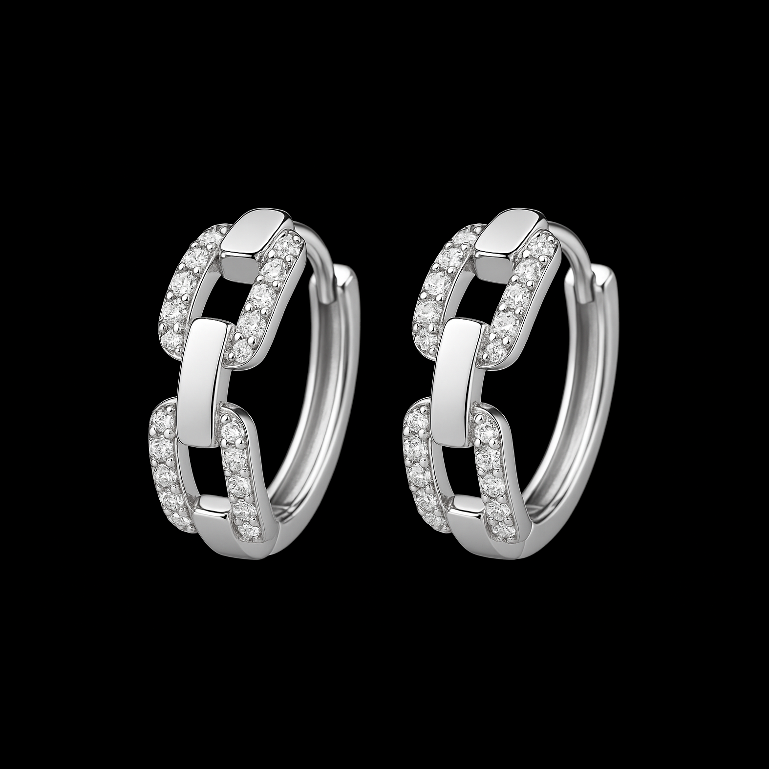Chain Moissanite Diamond Sterling Silver Earrings