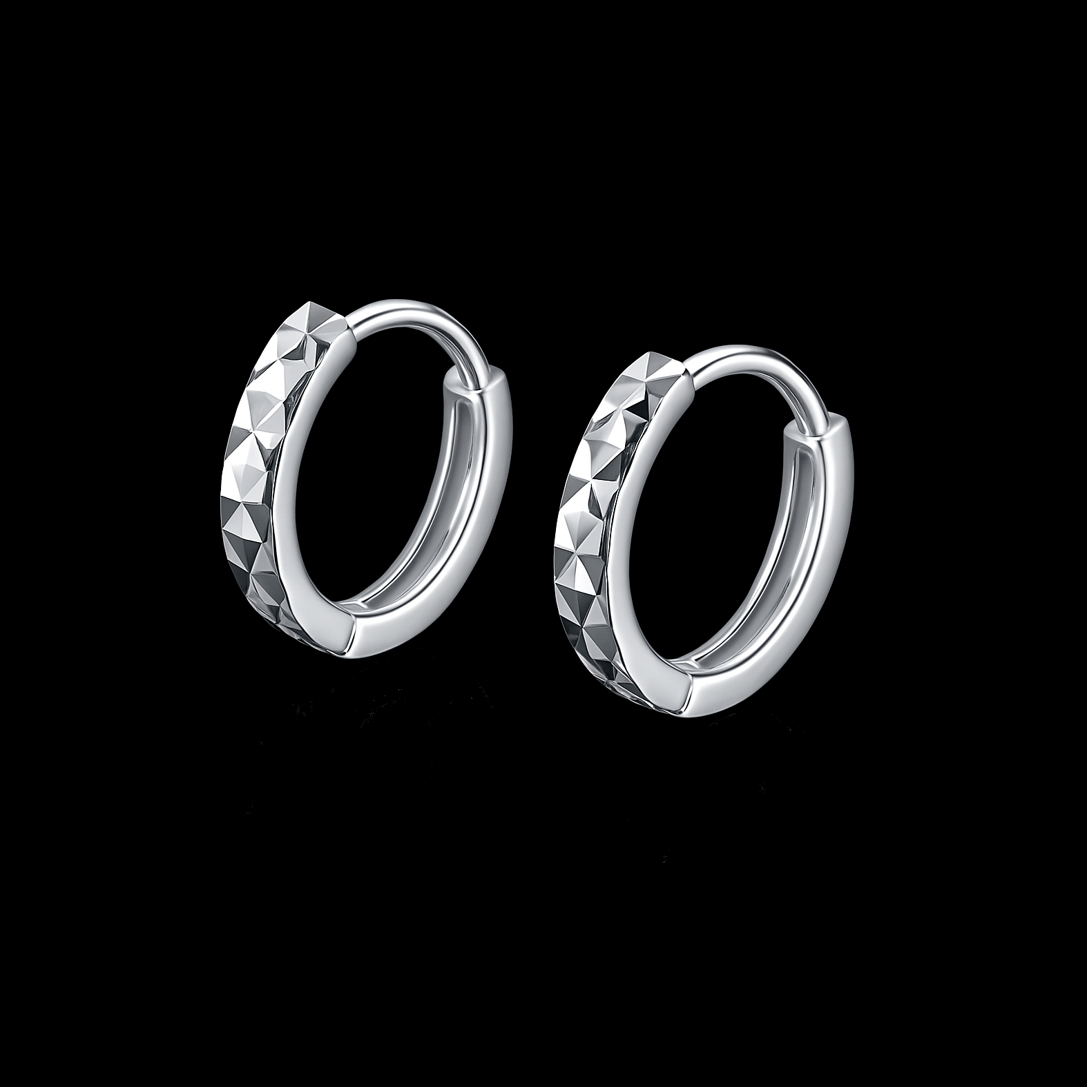 Geometric Sterling Silver Huggie Earrings