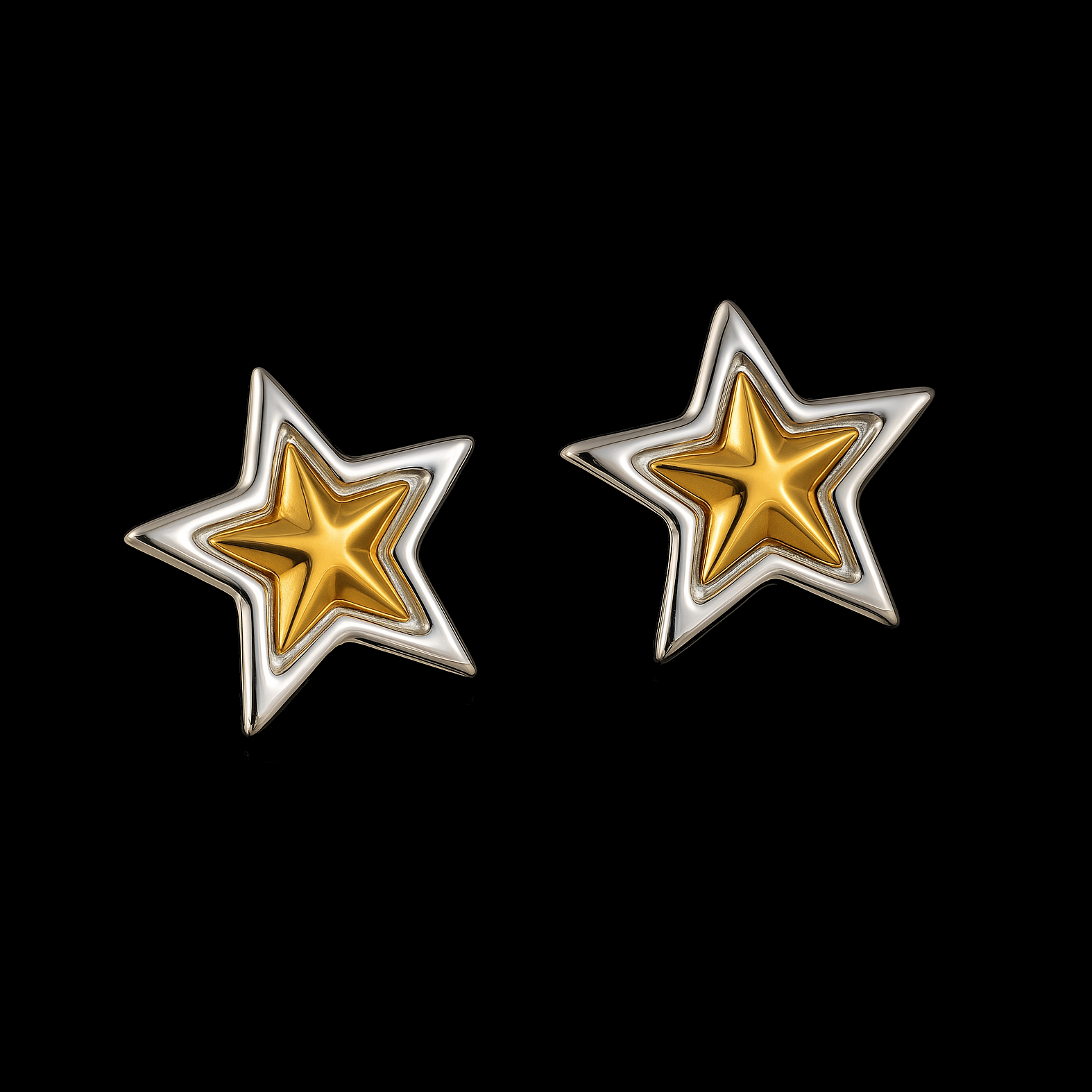 Silver and Gold Start Earrings