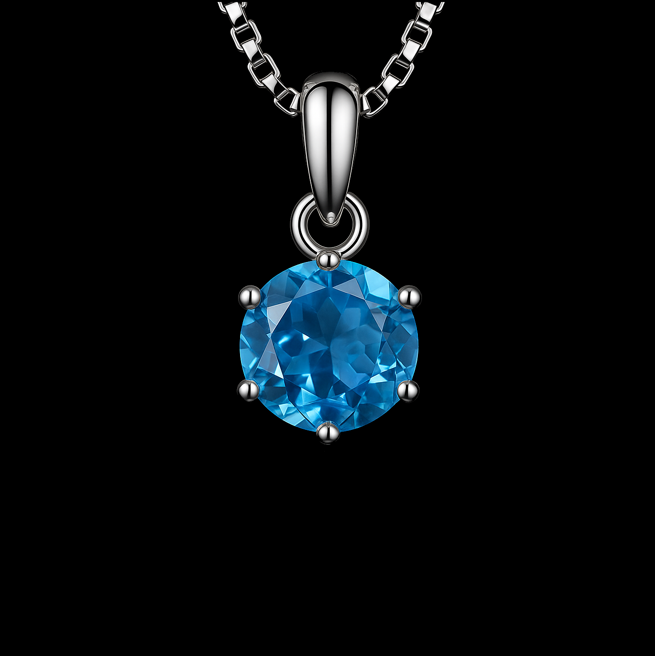 0.5ct Round Cut Blue Topaz Sterling Silver Pendant