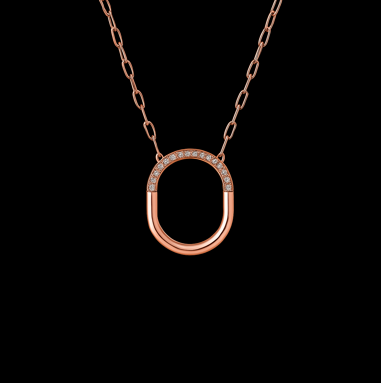 Moissanite Rose Gold O Pendant Necklace