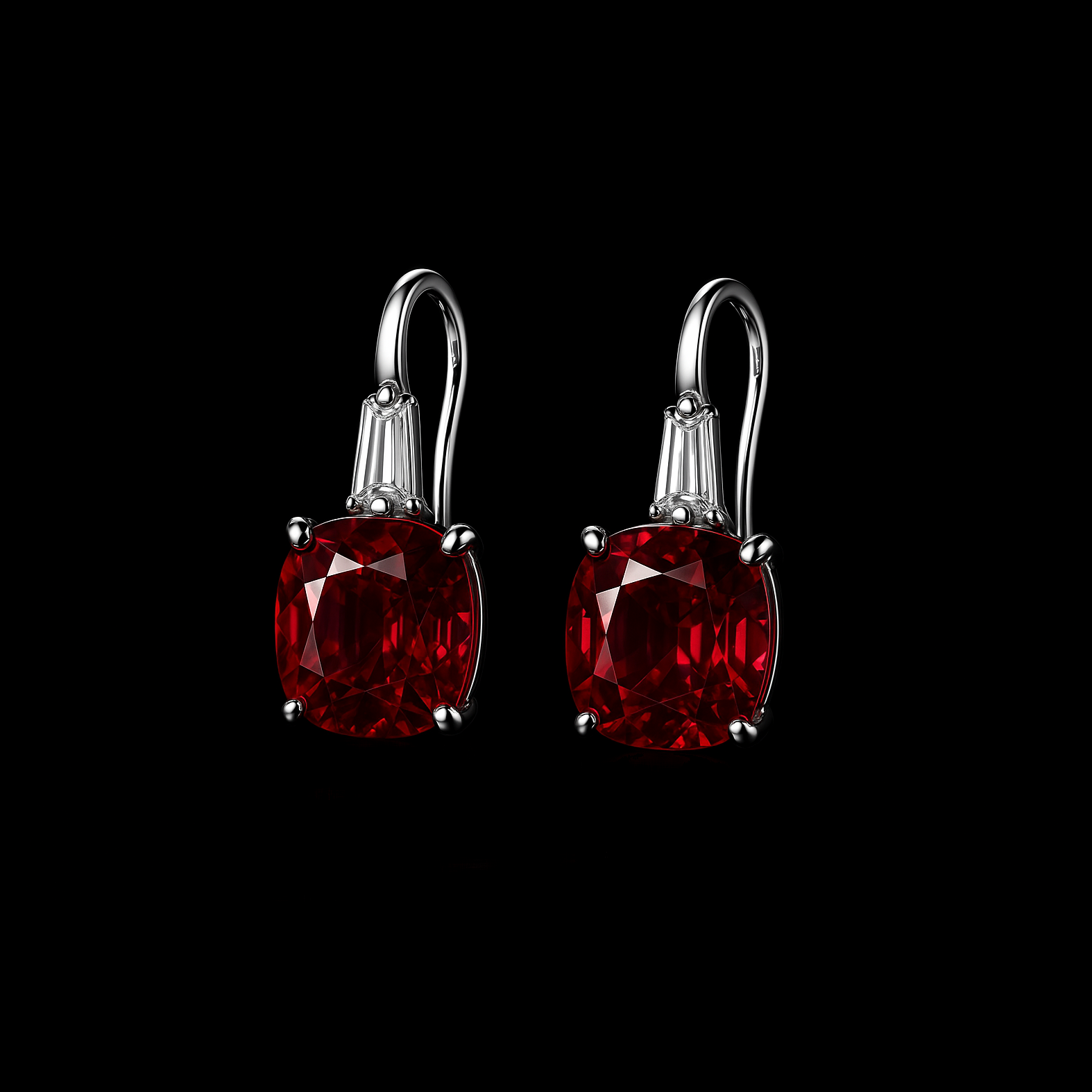 Square Cut Garnet Sterling Silver Earrings