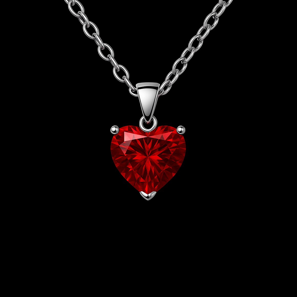 3.1ct Heart Cut Red Topaz Sterling Silver Necklace
