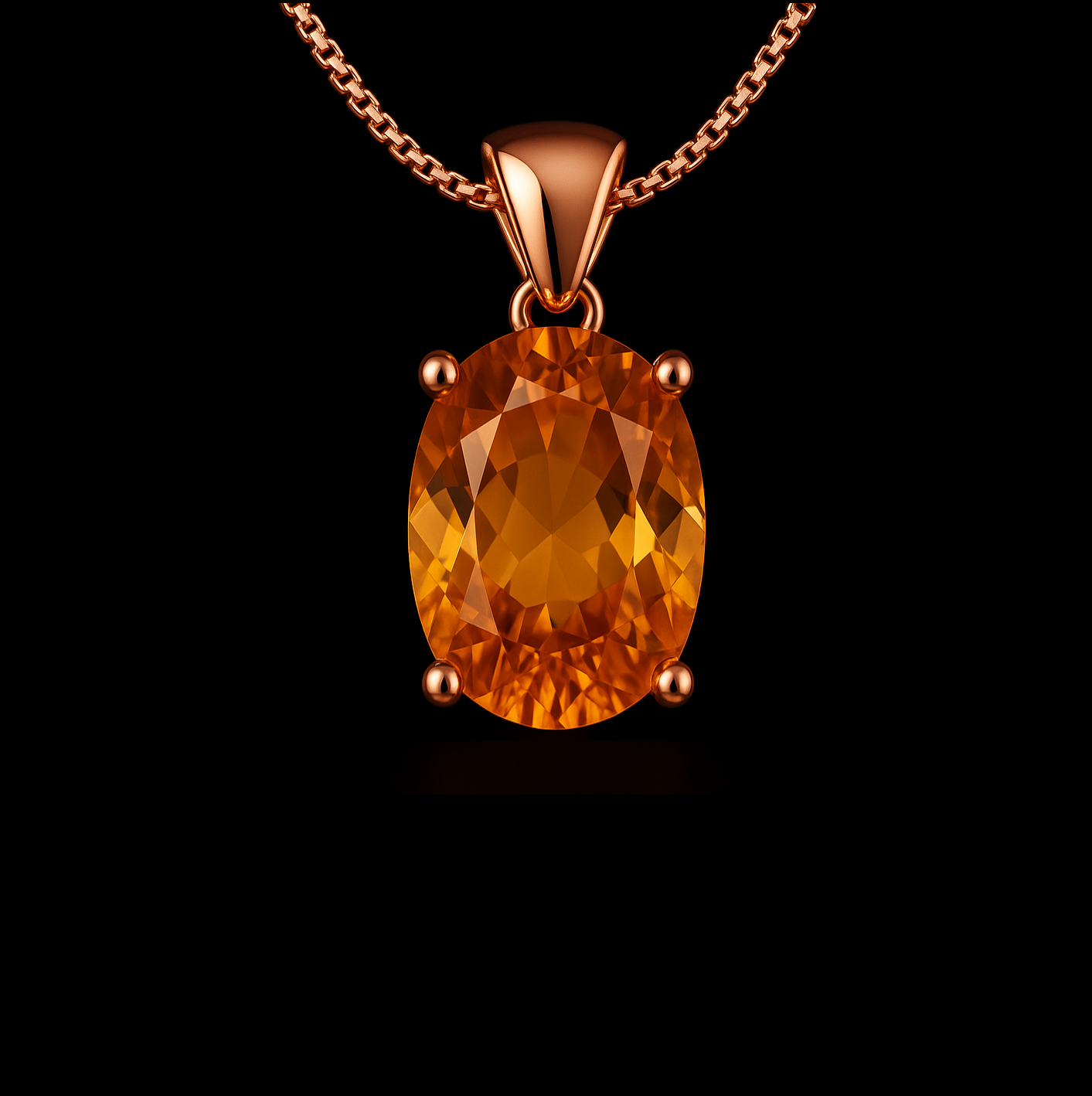 1.7Ct Oval Cut Citrine VVS Rose Gold Pendant