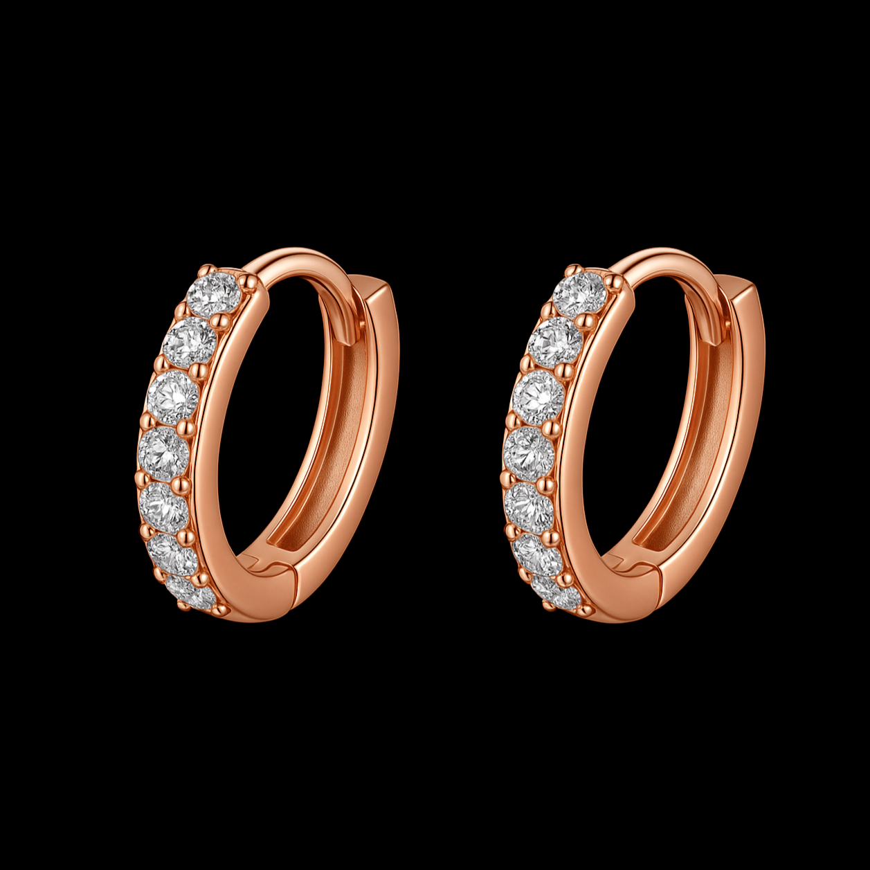 Diamond Rose Gold Hoop Earrings