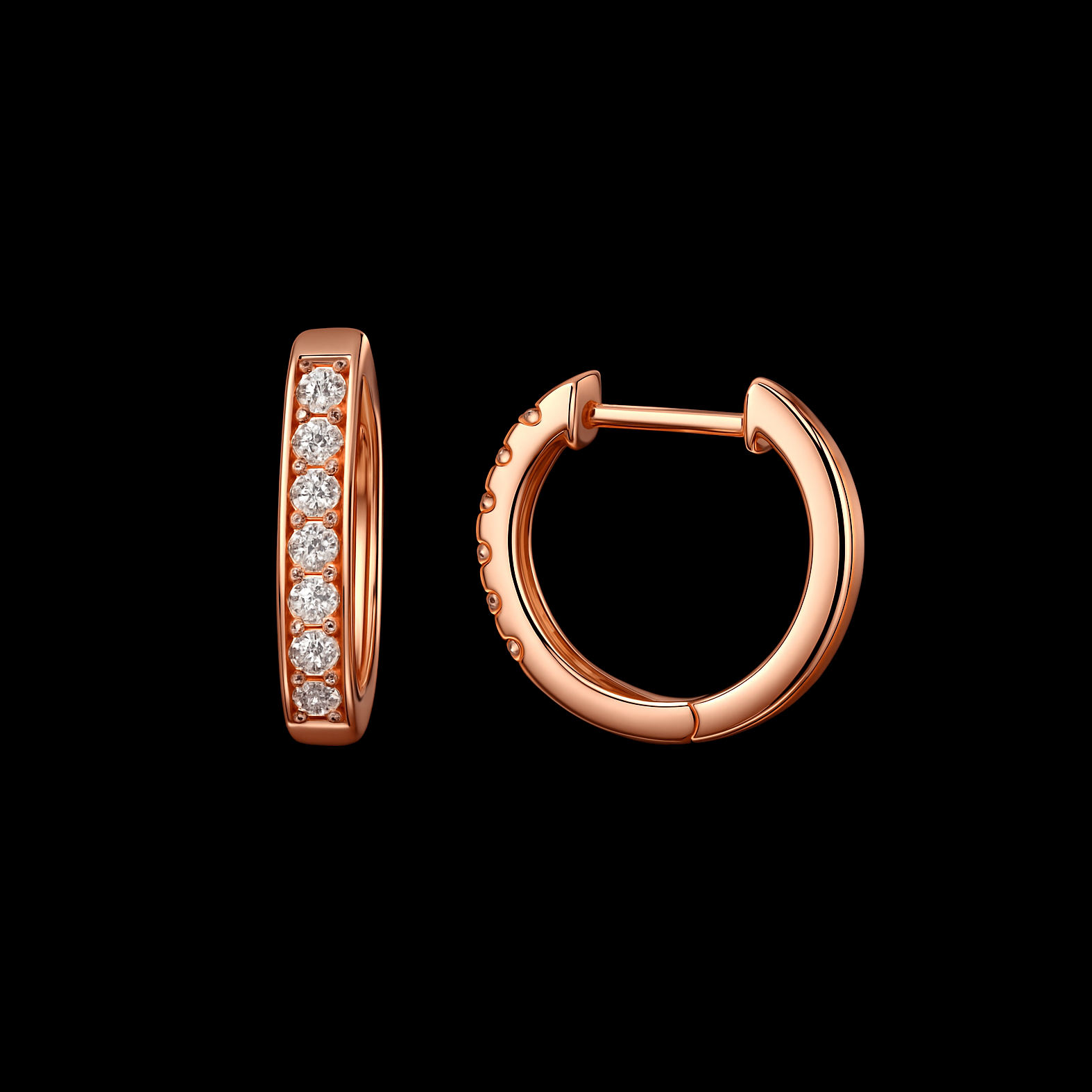 Moissanite Rose Gold Huggie Earrings
