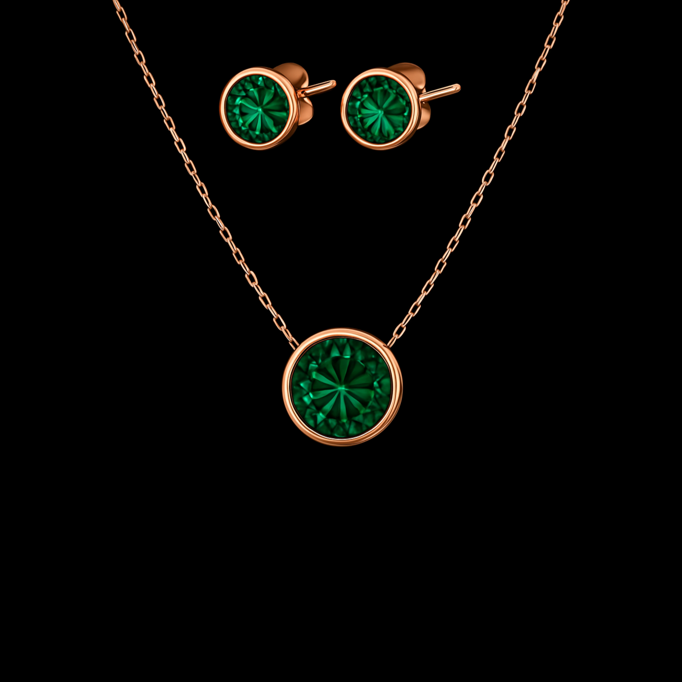 Emerald Rose Gold Jewelry Set