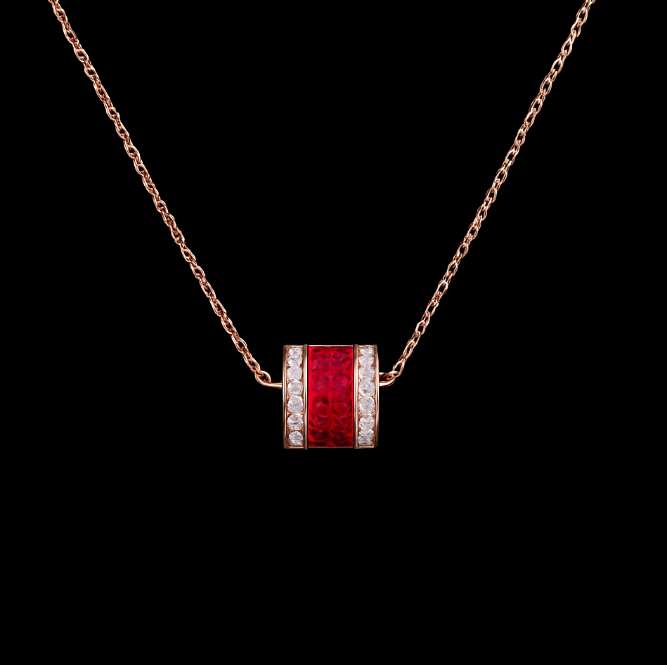 Ruby and Moissanite Ring Pendant Rose Gold  Necklace