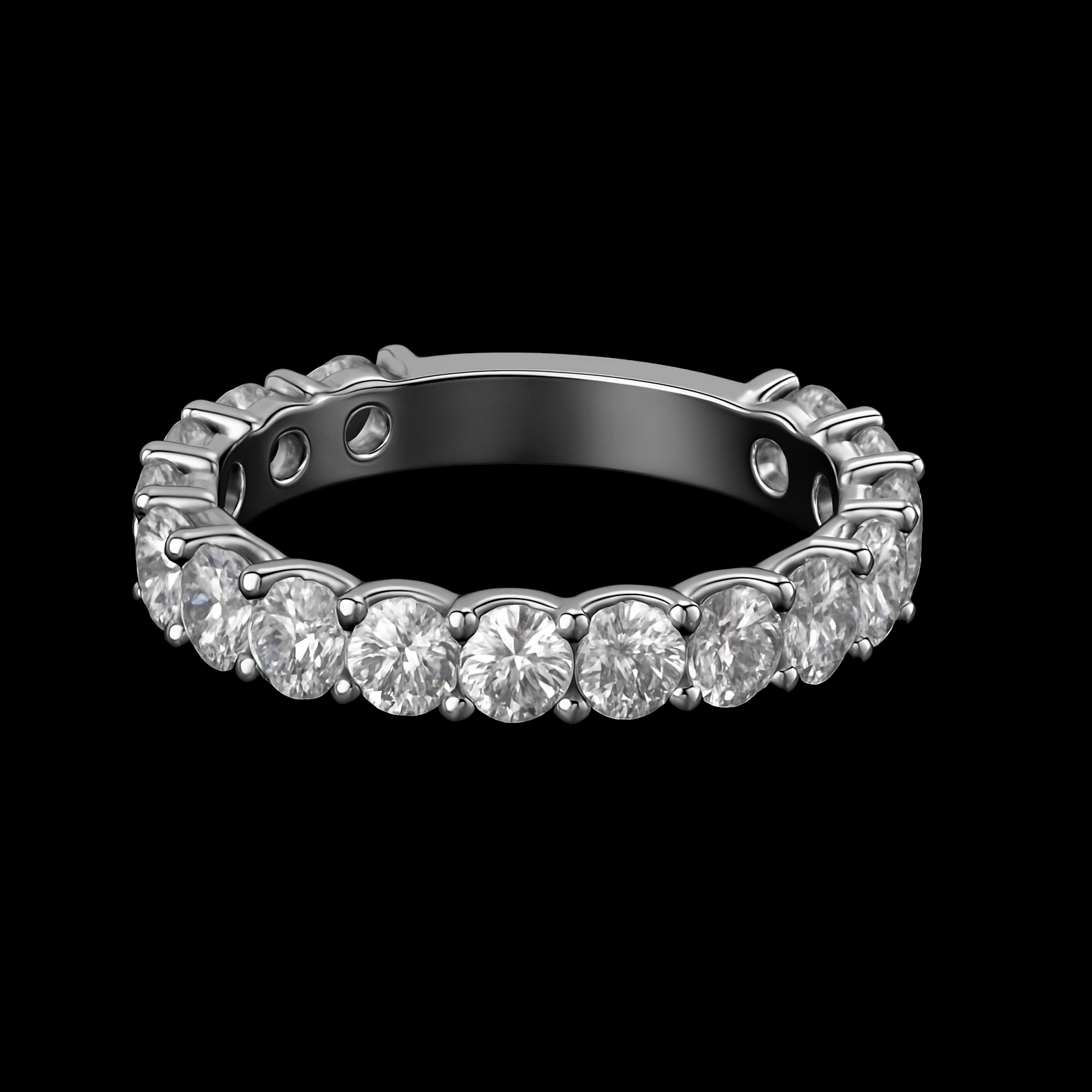 4.5Ct 4mm Moissanite Diamond 14K White Gold Rhodium Ring