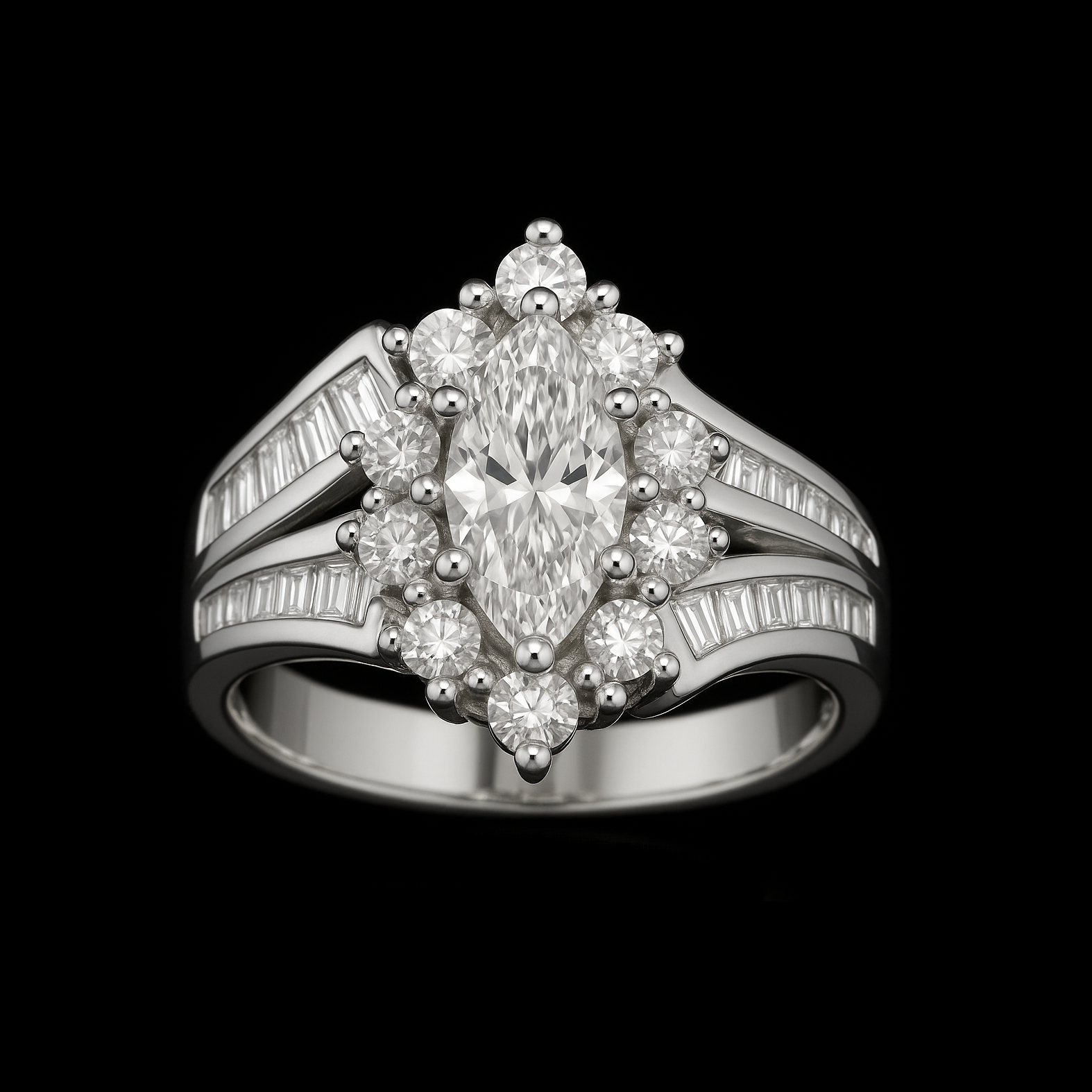 Exquisite Cluster Multi-Cut Moissanite Diamond Sterling Silver Engagement Ring - Luxury & Elegance