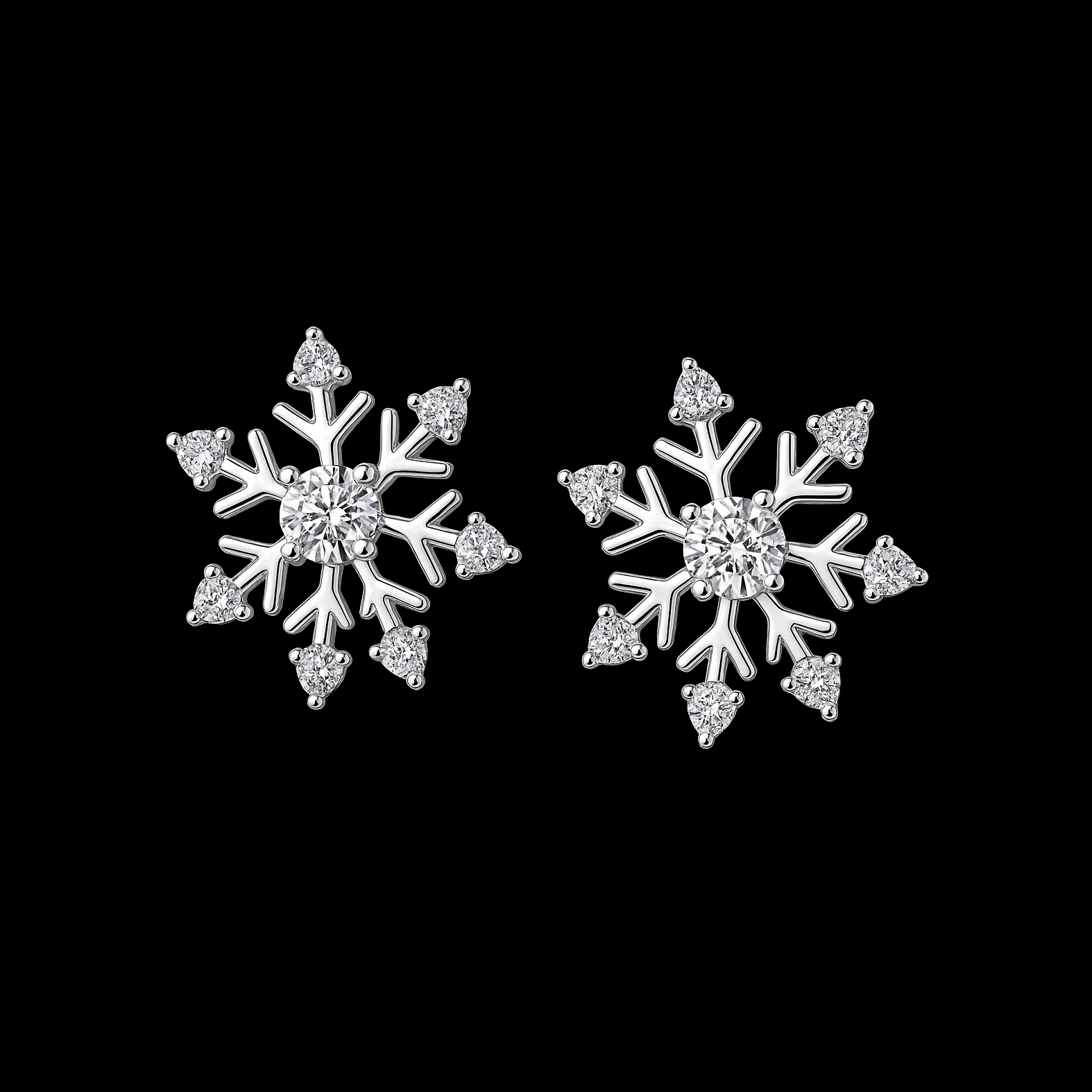 Snowflake Moissanite Diamond Sterling Silver Earrings