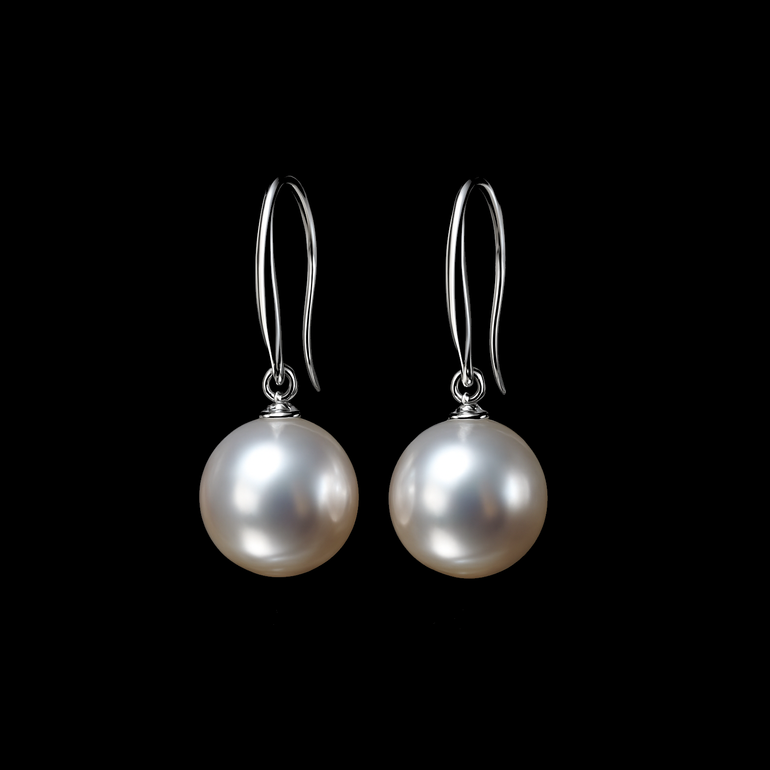 6-7mm South Sea White Round Pearl 14K White Gold Earrings