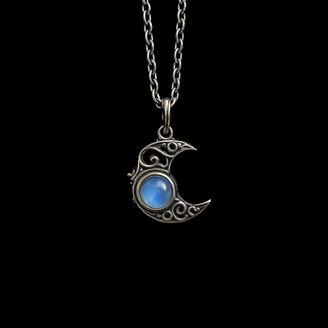 Moonstone Moon Pendant Necklace
