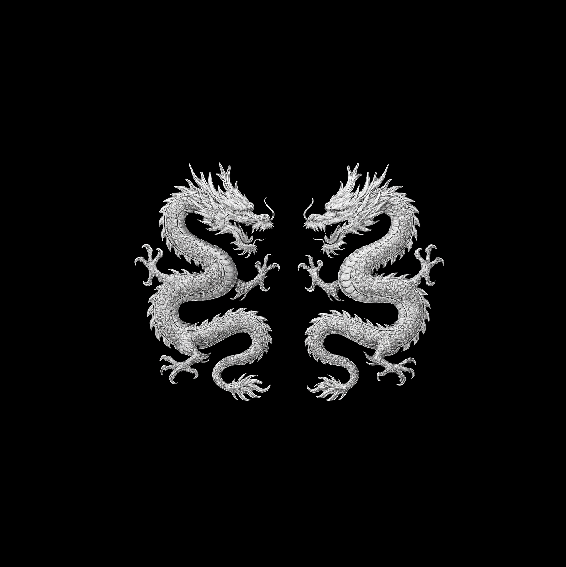 Sterling Silver Dragon Dangle Earrings