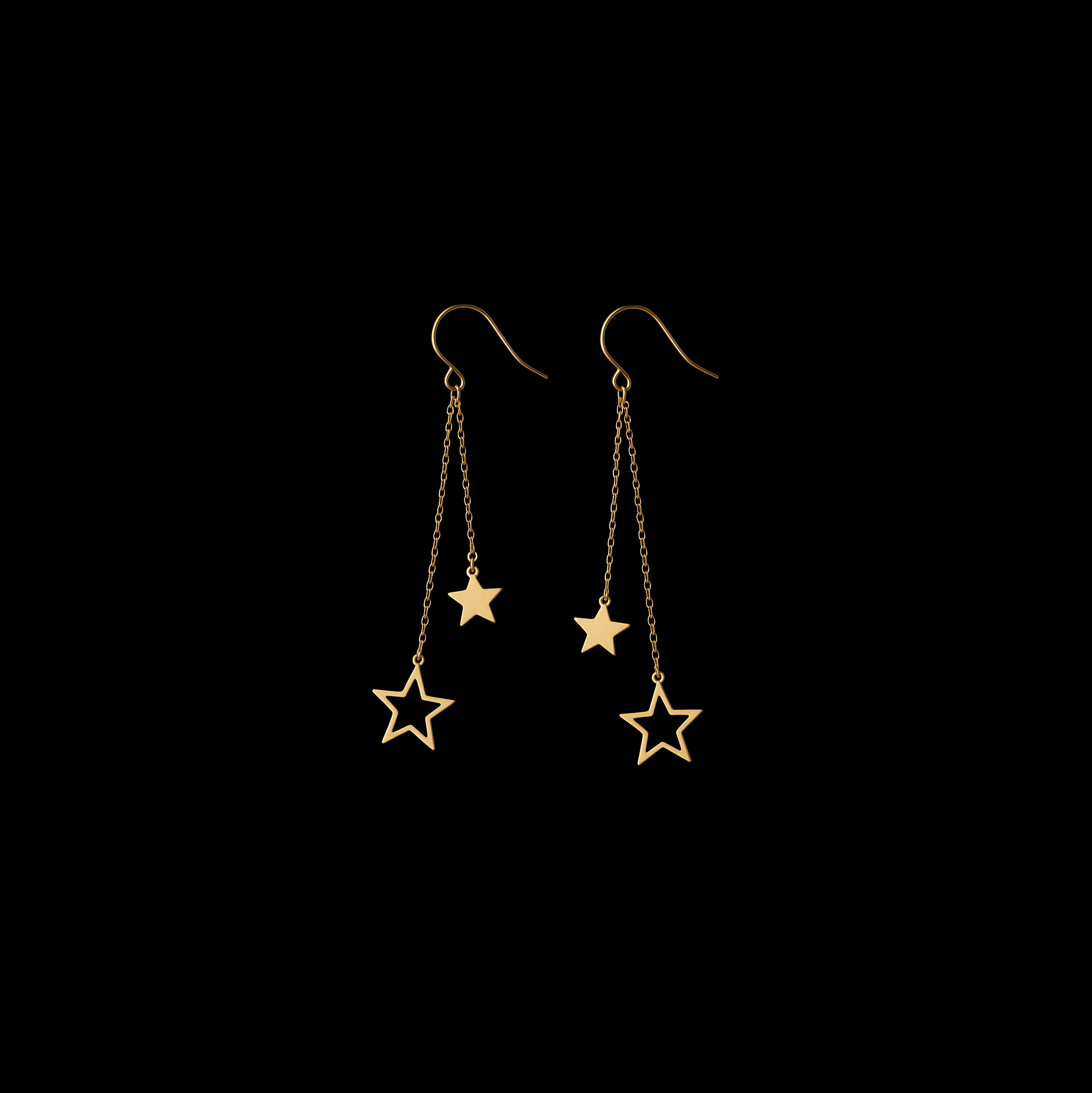 Gold Star Dangle Earrings