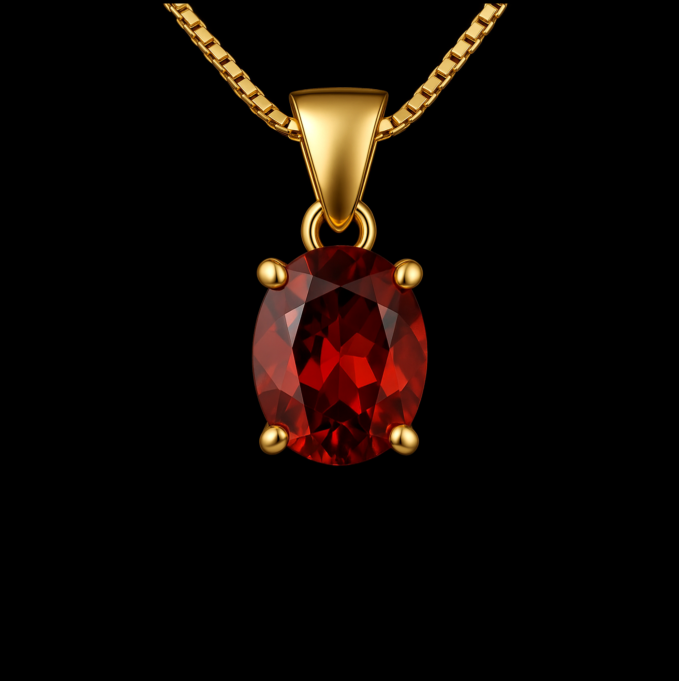 2.5Ct Oval Cut Red Garnet VVS Gold Pendant Necklace